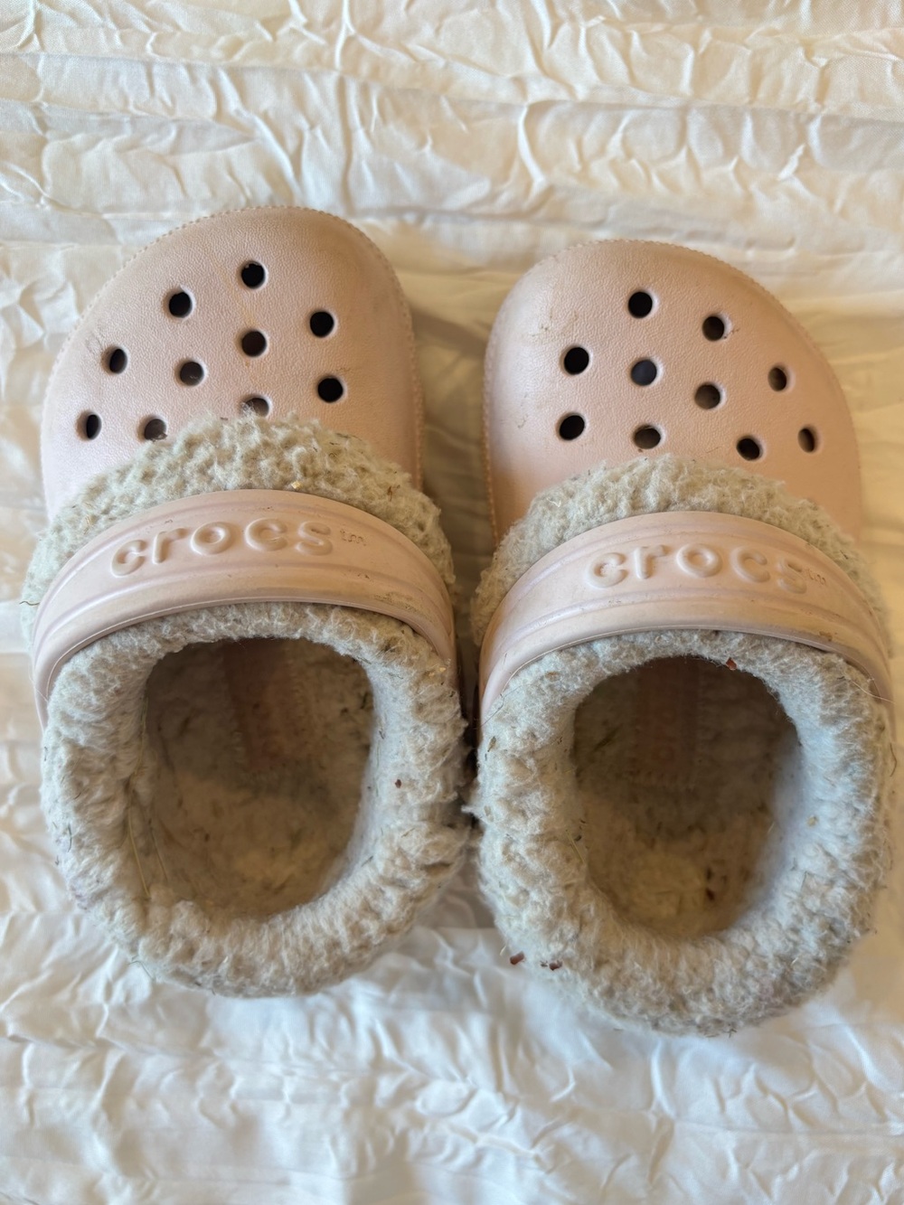 Toddler Light Pink Fuzzy Crocs